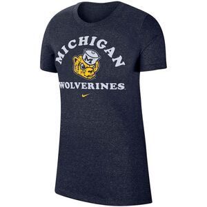 Nike NWOT University Michigan Wolverines marled Throwback Crew Neck Tshirt S